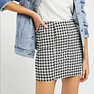 Free People Black & White Gingham Mini Skirt